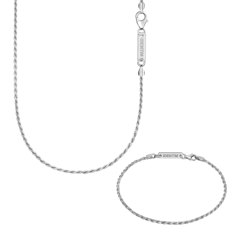 CORD NECKLACE SET 925 SILVER RHODIUM PLATED 2,00MM