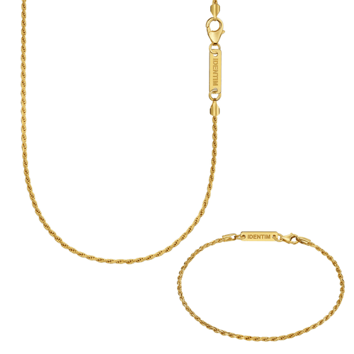 CORD NECKLACE SET 925 SILVER 18 CARAT GOLD PLATED 2,00MM - IDENTIM®