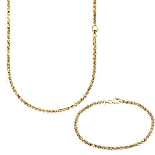 CORD NECKLACE SET 925 SILVER 18 CARAT GOLD PLATED 3,20MM - IDENTIM®