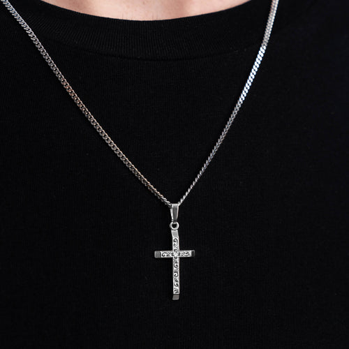 CROSS NECKLACE 925 SILVER RHODIUM PLATED - IDENTIM®