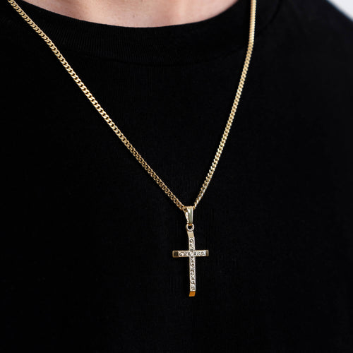 CROSS NECKLACE 925 SILVER 18 CARAT GOLD PLATED - IDENTIM®