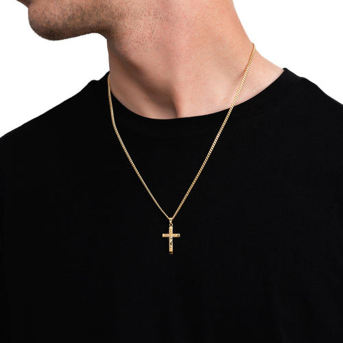 CROSS BODY NECKLACE 925 SILVER 18 CARAT GOLD PLATED - IDENTIM®