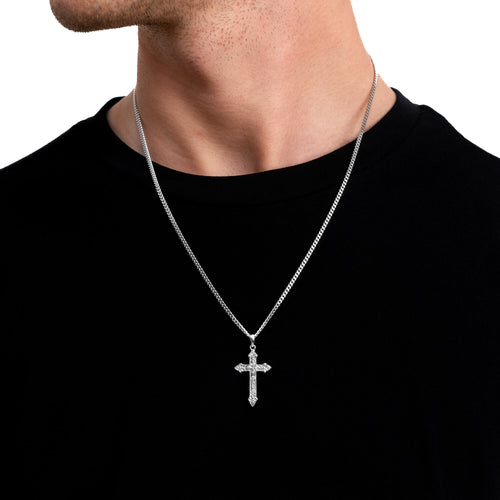 CROSS NECKLACE ORNAMENTS 925 SILVER RHODIUM PLATED - IDENTIM®
