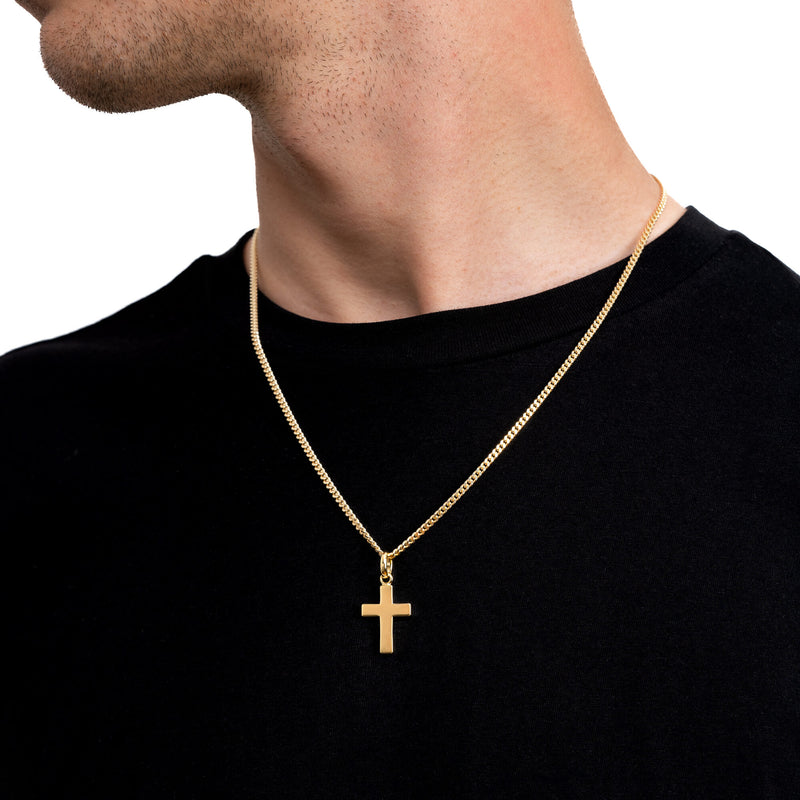 CROSS NECKLACE 925 SILVER 18 CARAT GOLD PLATED