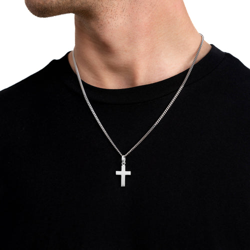 CROSS NECKLACE 925 SILVER RHODIUM PLATED - IDENTIM®