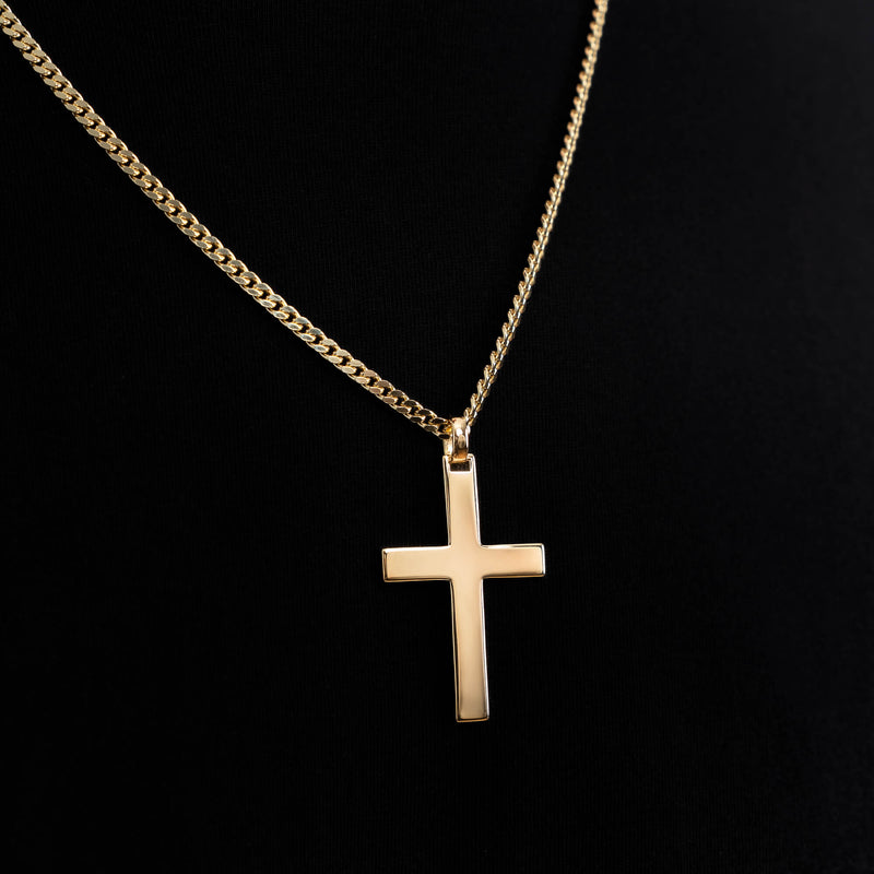 CROSS NECKLACE POLISHED 925 SILVER 18 CARAT GOLD PLATED