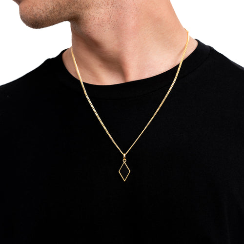 ONYX DIAMOND NECKLACE 925 SILVER 18 CARAT GOLD PLATED - IDENTIM®