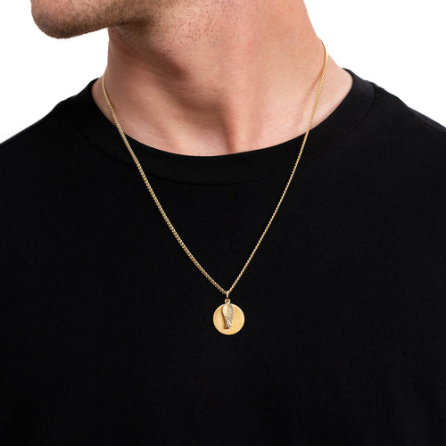 WING ENGRAVING PLATE NECKLACE 925 SILVER 18 CARAT GOLD PLATED - IDENTIM®