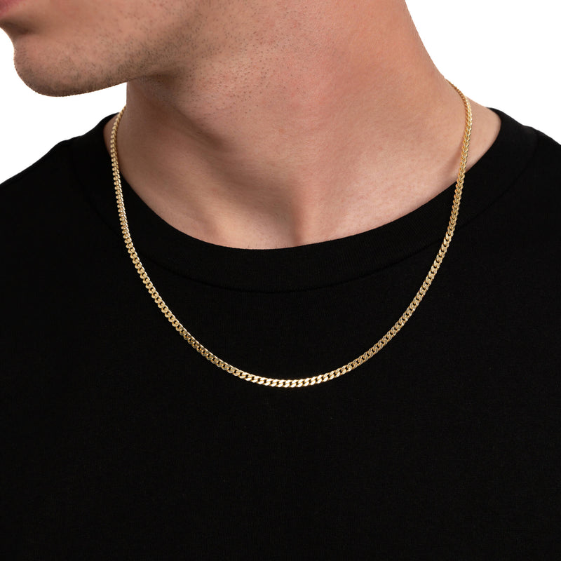 Curb chain 925 silver 18 carat gold-plated 3.30mm