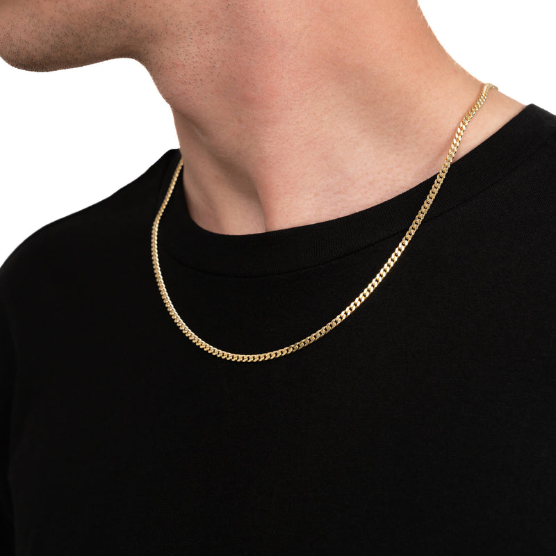 Curb chain 925 silver 18 carat gold-plated 3.30mm