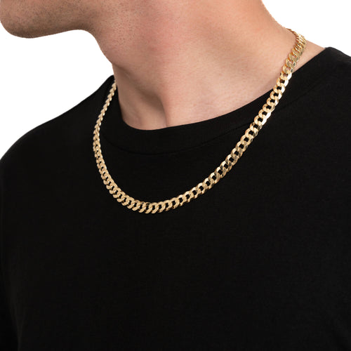 CURB CHAIN SET 925 SILVER 18 CARAT GOLD PLATED 7,80MM - IDENTIM®