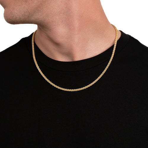 PLAIT CHAIN SET 925 SILVER 18 CARAT GOLD PLATED 3,60MM - IDENTIM®