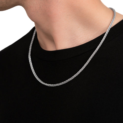 PLAIT CHAIN SET 925 SILVER RHODIUM PLATED 3,60MM - IDENTIM®