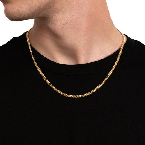 CURB CHAIN CUBAN 925 SILVER 18 CARAT GOLD PLATED 4,00MM - IDENTIM®