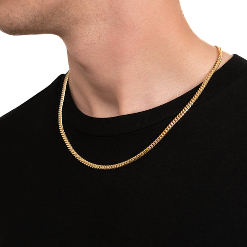 CURB CHAIN SET CUBAN 925 SILVER 18 CARAT GOLD PLATED 4,00MM - IDENTIM®