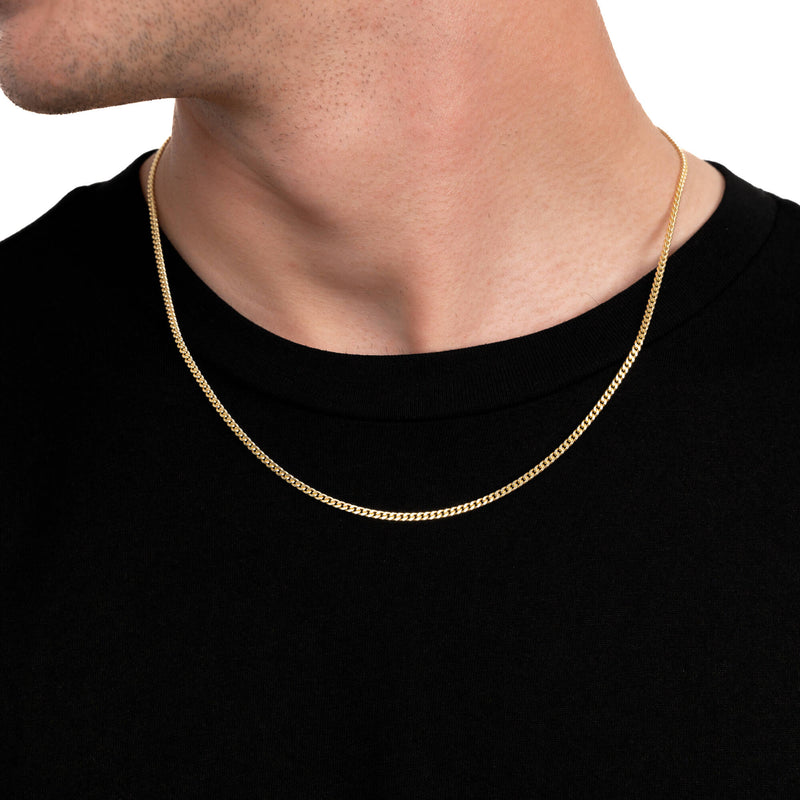 Curb chain 925 silver 18 carat gold-plated 2.40mm
