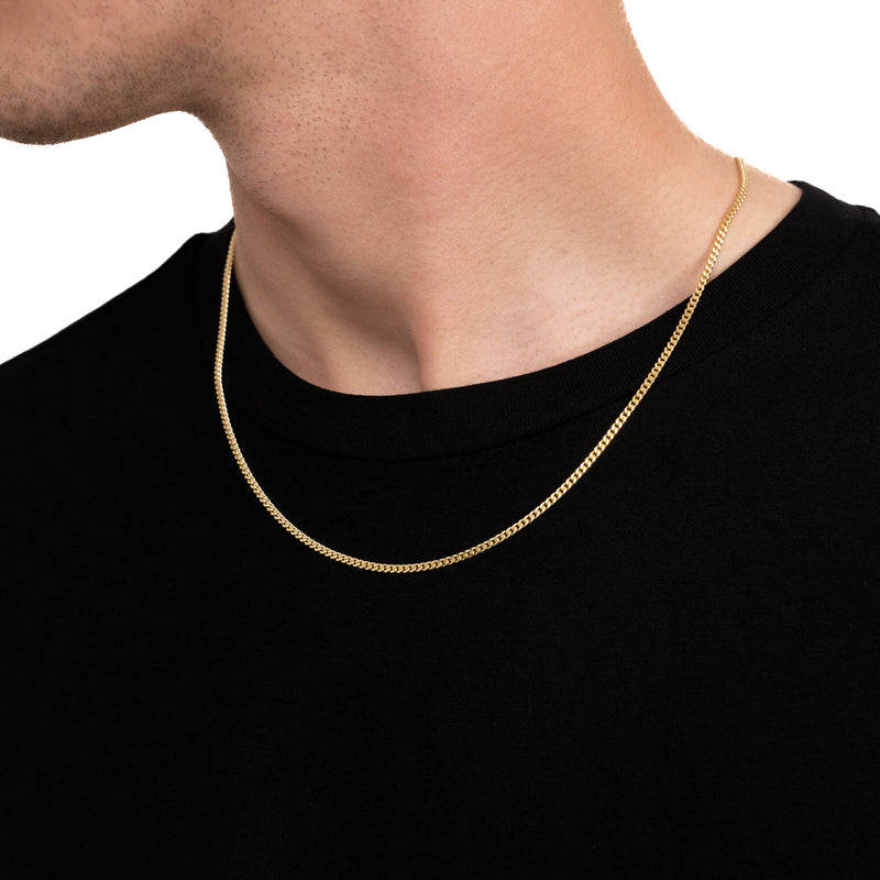 Curb chain 925 silver 18 carat gold-plated 2.40mm