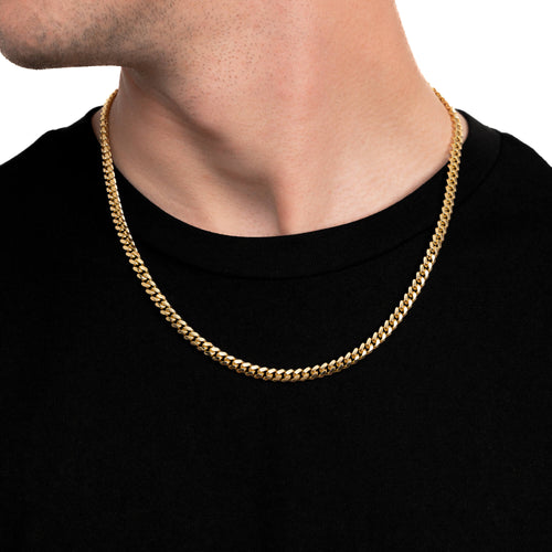 CURB CHAIN SET CUBAN 925 SILVER 18 CARAT GOLD PLATED 5,30MM - IDENTIM®