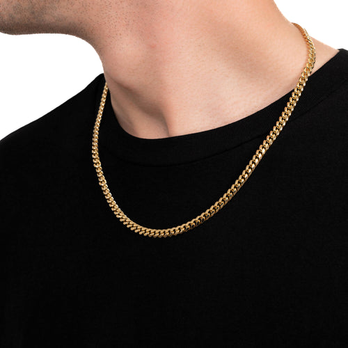 CURB CHAIN SET CUBAN 925 SILVER 18 CARAT GOLD PLATED 5,30MM - IDENTIM®