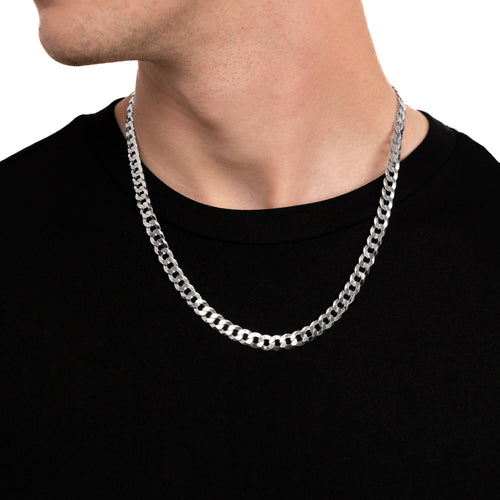 CURB CHAIN SET 925 SILVER RHODIUM-PLATED 7,80MM - IDENTIM®