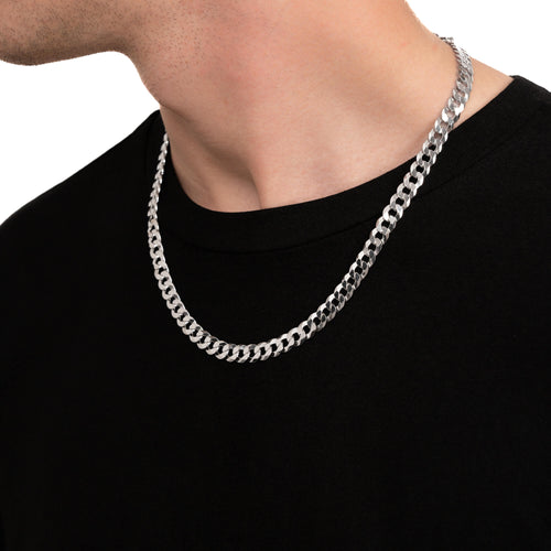 CURB CHAIN SET 925 SILVER RHODIUM-PLATED 7,80MM - IDENTIM®