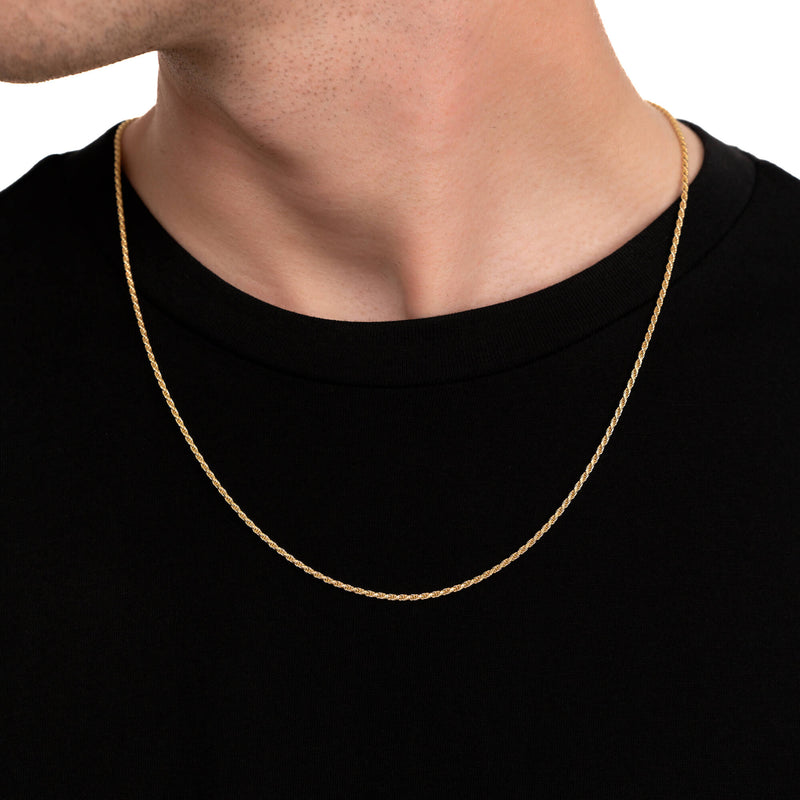 Cord chain 925 silver 18 carat gold-plated 2.00mm