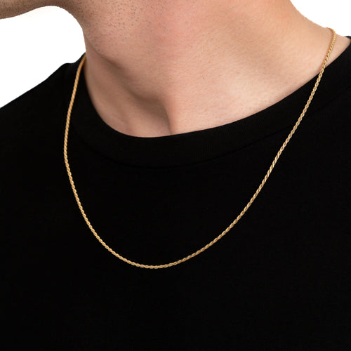 CORD NECKLACE SET 925 SILVER 18 CARAT GOLD PLATED 2,00MM - IDENTIM®