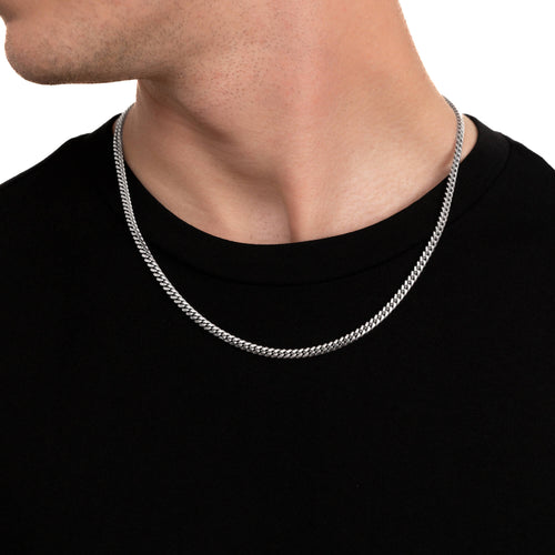 CURB CHAIN SET CUBAN 925 SILVER RHODIUM PLATED 4,00MM - IDENTIM®