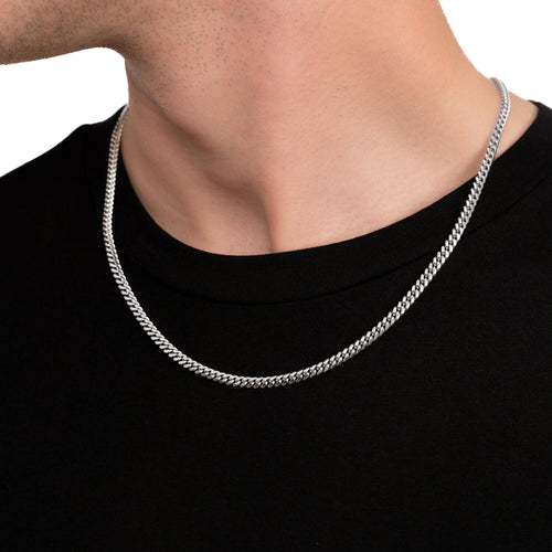 CURB CHAIN SET CUBAN 925 SILVER RHODIUM PLATED 4,00MM - IDENTIM®