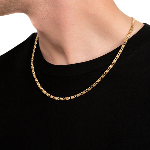 S CURB CHAIN SET 925 SILVER 18 CARAT GOLD PLATED 3,80MM - IDENTIM®