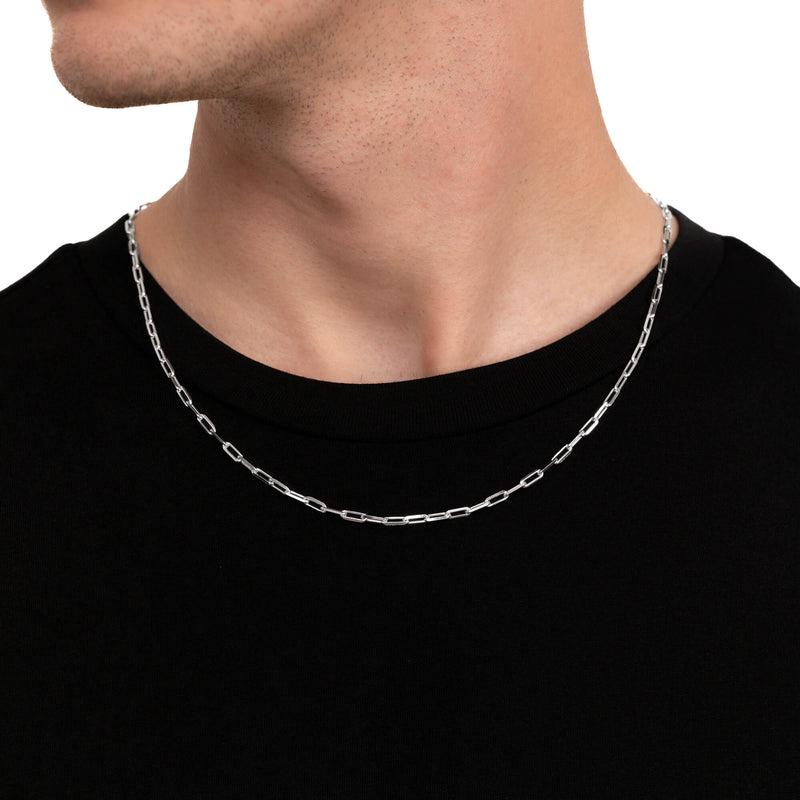 PAPERCLIP CHAIN 925 SILVER RHODIUM-PLATED