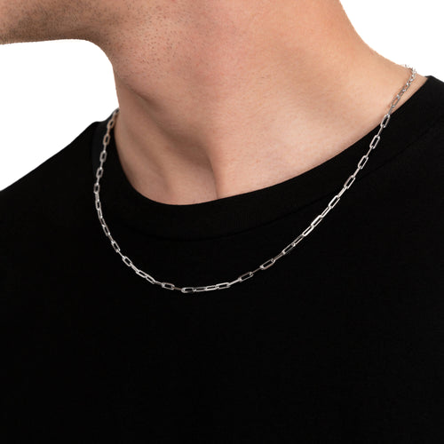 PAPERCLIP CHAIN 925 SILVER RHODIUM-PLATED - IDENTIM®