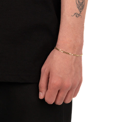 FIGARO CHAIN BRACELET 3.40MM 925 SILVER 18 CARAT GOLD PLATED - IDENTIM®
