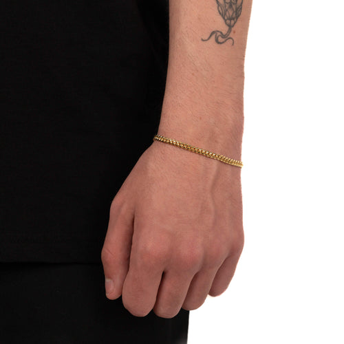 CURB CHAIN SET CUBAN 925 SILVER 18 CARAT GOLD PLATED 4,00MM - IDENTIM®