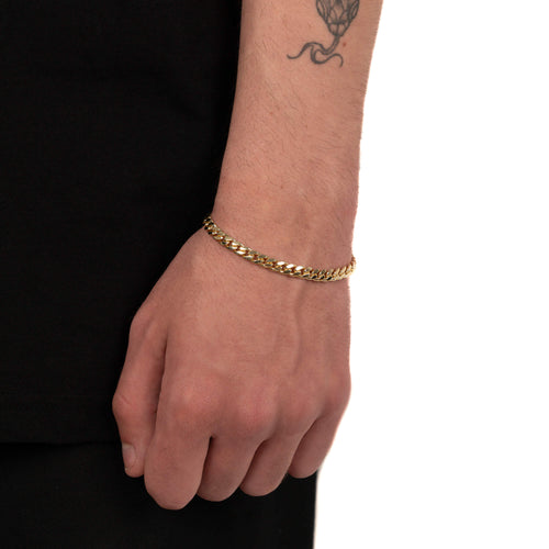 CURB CHAIN SET CUBAN 925 SILVER 18 CARAT GOLD PLATED 5,30MM - IDENTIM®