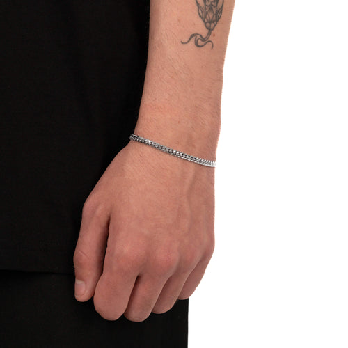CURB CHAIN SET CUBAN 925 SILVER RHODIUM PLATED 4,00MM - IDENTIM®