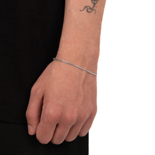 CORD CHAIN BRACELET 925 SILVER RHODIUM PLATED 2,00MM - IDENTIM®