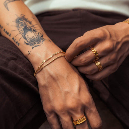 BRACELET SET ERBS FRANCO GOLD BRACELET 925 SILVER 18 CARAT GOLD PLATED - IDENTIM®