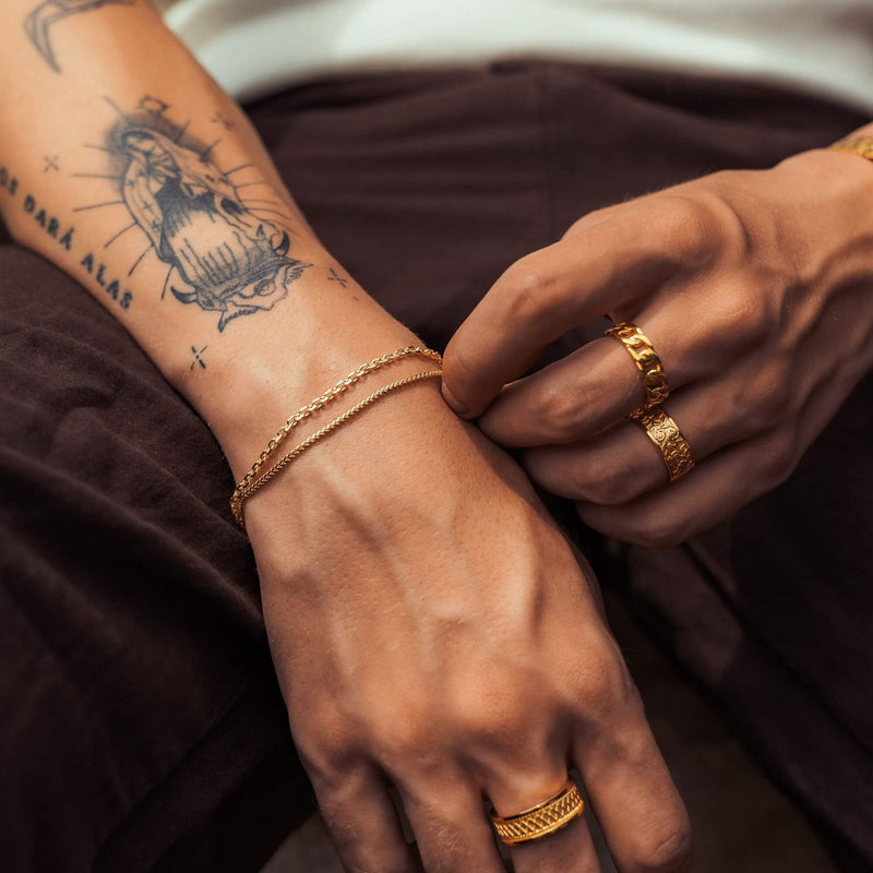 BRACELET SET ERBS FRANCO GOLD BRACELET 925 SILVER 18 CARAT GOLD PLATED