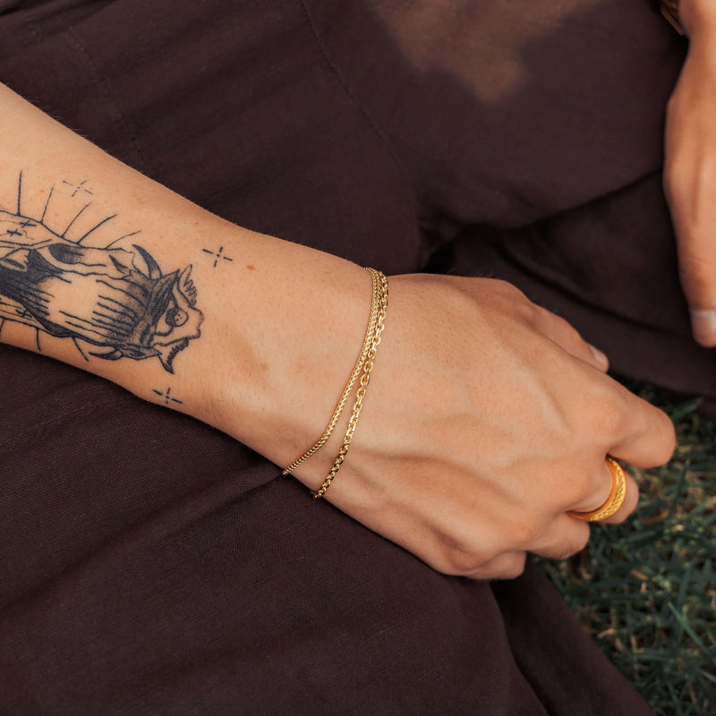 PEA CHAIN BRACELET 925 SILVER 18 CARAT GOLD PLATED 2,80MM