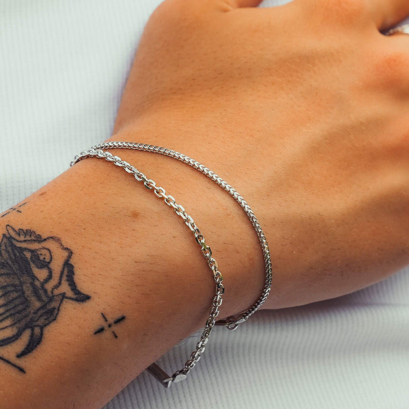 BRACELET SET ERBS FRANCO SILVER BRACELET 925 SILVER RHODIUM PLATED