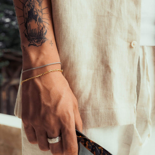 BRACELET SET ERBS FRANCO SILVER & GOLD BRACELET 925 SILVER BICOLOR - IDENTIM®