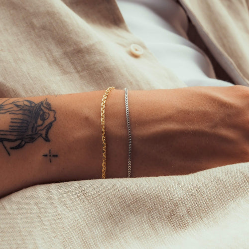 BRACELET SET ERBS FRANCO SILVER & GOLD BRACELET 925 SILVER BICOLOR - IDENTIM®
