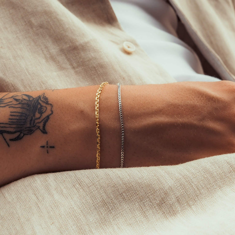 BRACELET SET ERBS FRANCO SILVER & GOLD BRACELET 925 SILVER BICOLOR