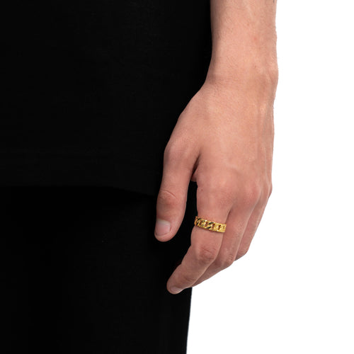 CUBAN/ARMOR RING 925 SILVER 18 CARAT GOLD PLATED - IDENTIM®