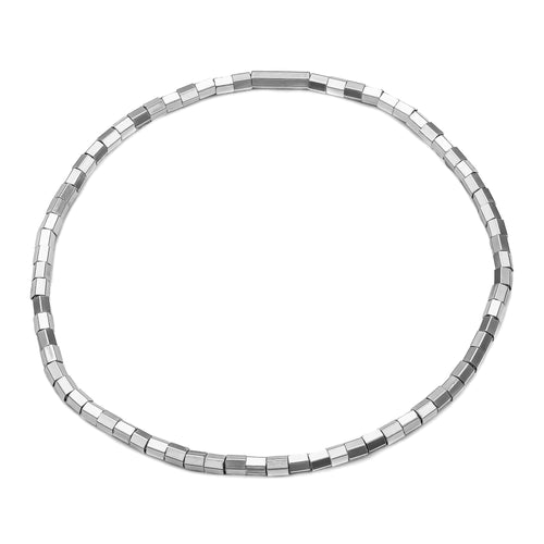 facetted hexagon bracelet elastic 750 white gold - IDENTIM®