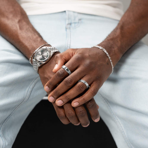 TRAPEZE RING 925 SILVER RHODIUM-PLATED - IDENTIM®