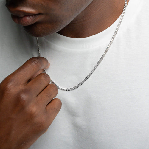 CURB CHAIN SET CUBAN 925 SILVER RHODIUM PLATED 4,00MM - IDENTIM®