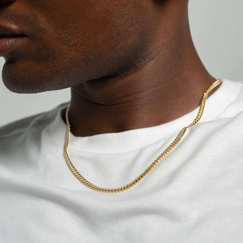 CURB CHAIN SET CUBAN 925 SILVER 18 CARAT GOLD PLATED 4,00MM - IDENTIM®