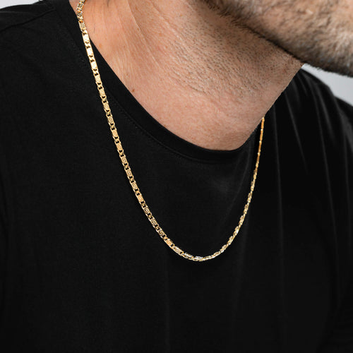 S CURB CHAIN 925 SILVER 18 CARAT GOLD PLATED 3,80MM - IDENTIM®